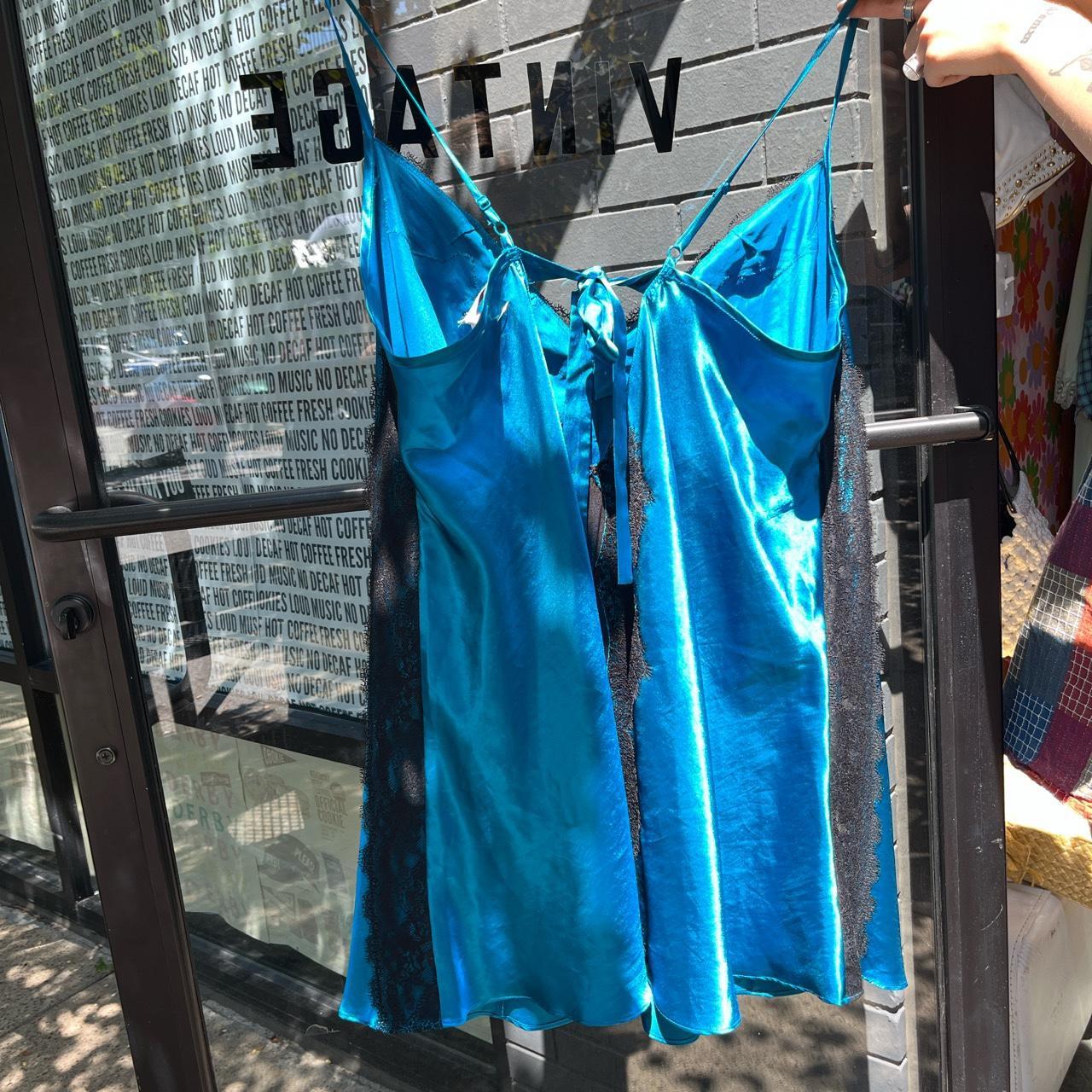 Women’s Blue and Black y2k 100% Polyester Slip Dress Nightwear