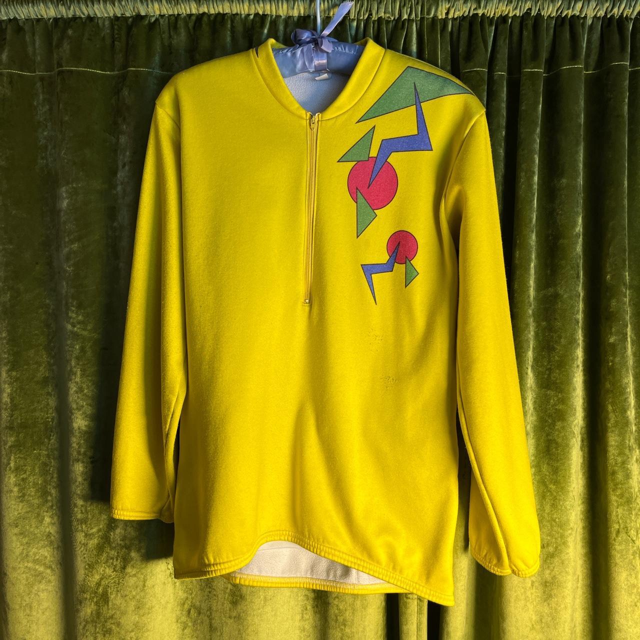 Men’s Vintage 1980’s Polyester Cycling Yellow Jersey