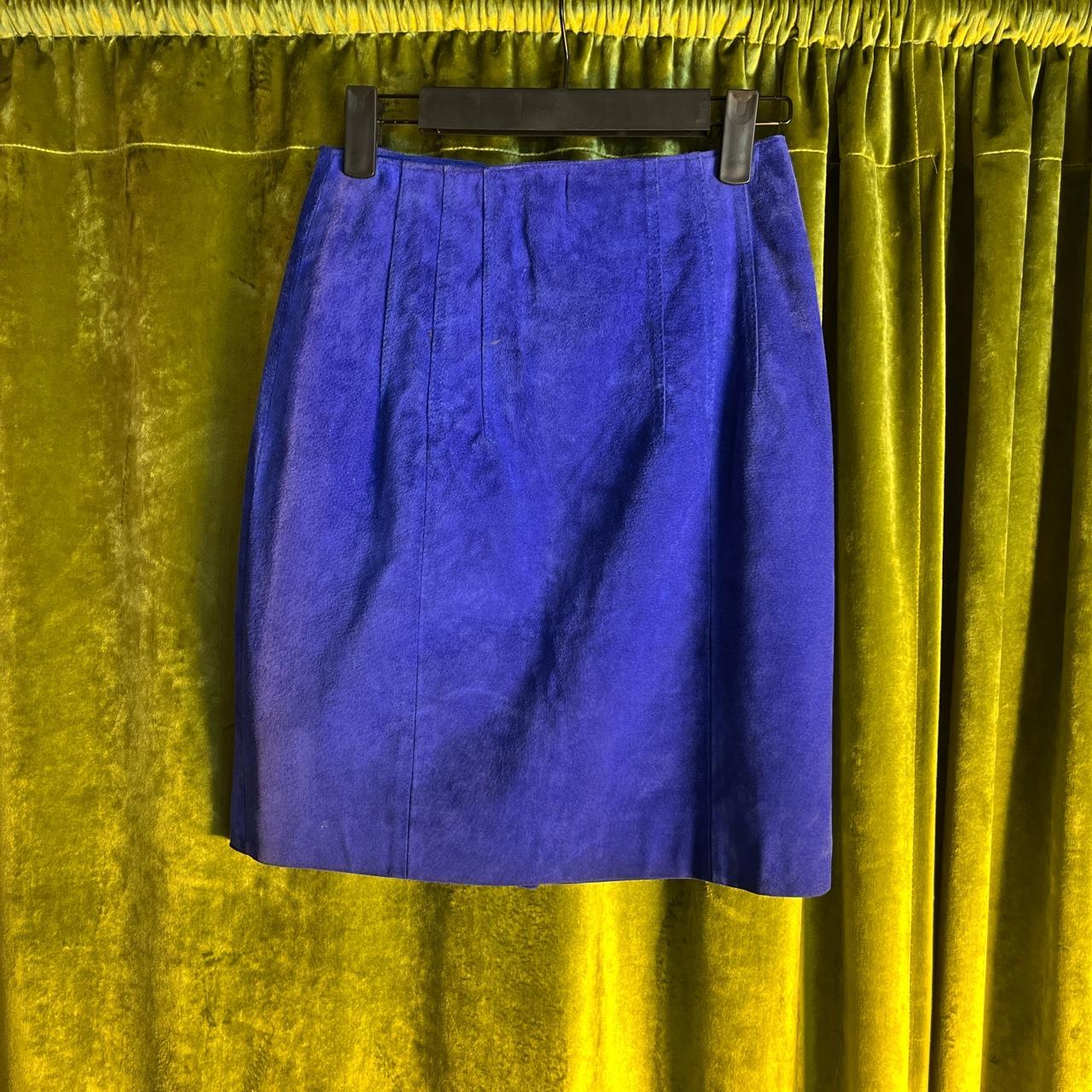 Women’s 1980s Royal Blue Leather Skirt