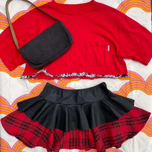 Women’s Black and Red PVC Skirt